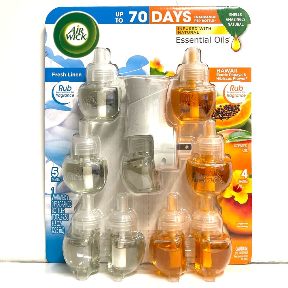 Air Wick INFUSED WITH NATURAL Essential Oils 1 Warmers + 9 Refill